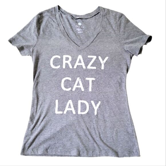 EC "CRAZY CAT LADY" V-NECK SHIRT SZ.M - Picture 1 of 3